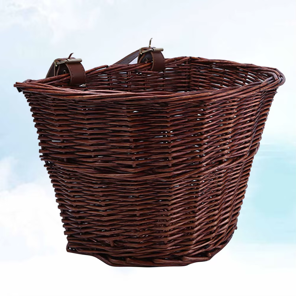 Panier de vélo en osier marron