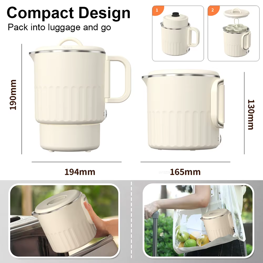 Mini bouilloire électrique pliante 1000ML chauffe-eau Portable bouilloire électrique de voyage bouilloire domestique pliable pot bouillant électrique