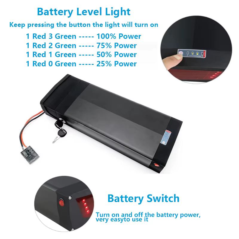 Batterie lithium pour porte-bagages de vélo électrique