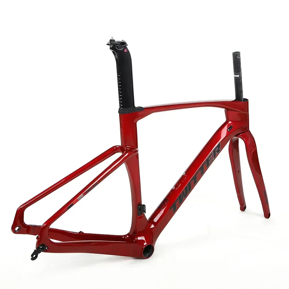 Cadre de vélo de gravier en fibre de carbone T900 TWITTER V3 Breaking Wind Racing 40C avec frein à disque à montage plat et axe traversant 12*142mm