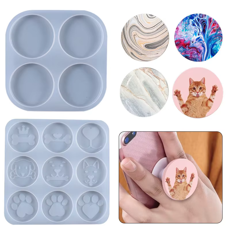 Moules en Silicone pour bricolage, pour quatre pièces circulaires et Six pièces en forme d'os de chien, bases de montage d'airbag pour Smartphone irrégulières