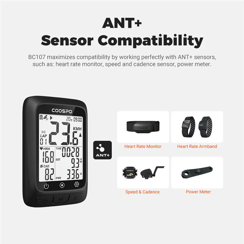 COOSPO BC107 Vélo Ordinateur GPS Sans Fil