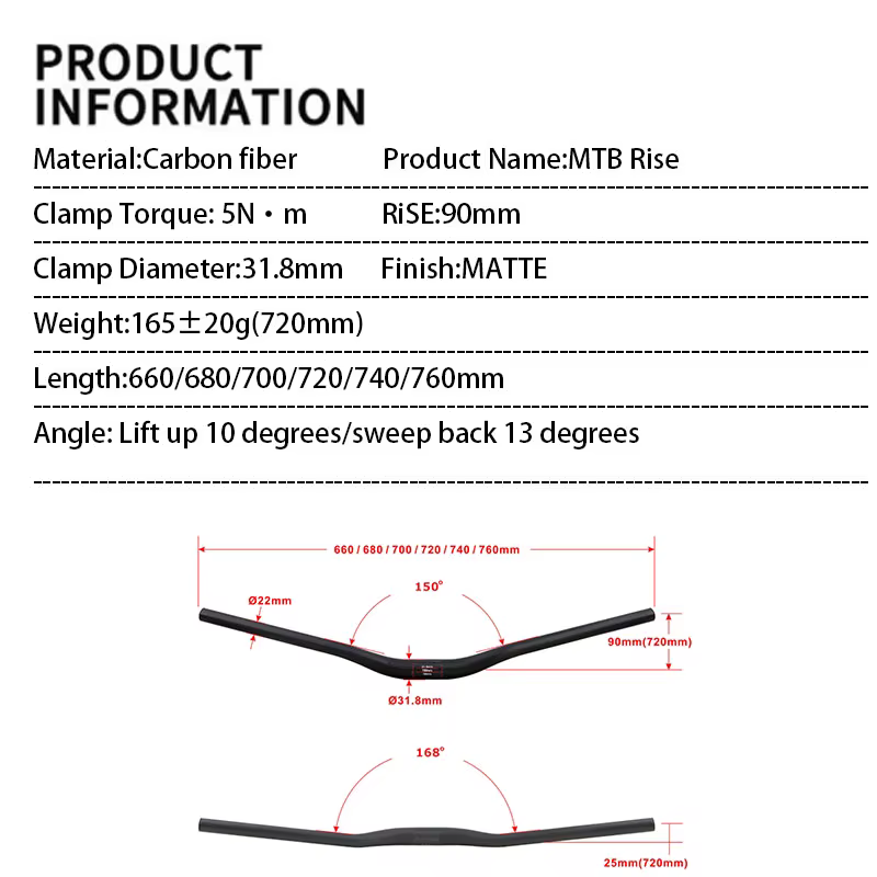 Nouveau guidon de vélo de course tout carbone Matt 3K pour VTT