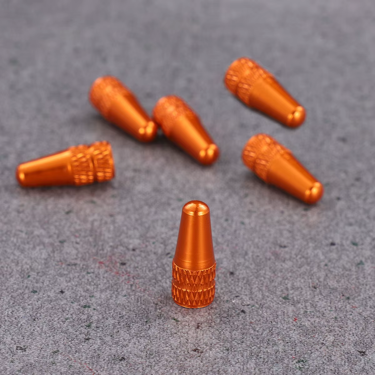 6 capuchons de valve de vélo orange de style français en alliage d'aluminium anodisé