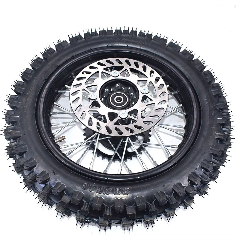 Roue arrière 1.85-12 pouces avec pneu 80/100-12 pignon de plaque de disque de frein 190MM # 428 pour moto CRF KLX Kayo BSE Dirt Pit Bike