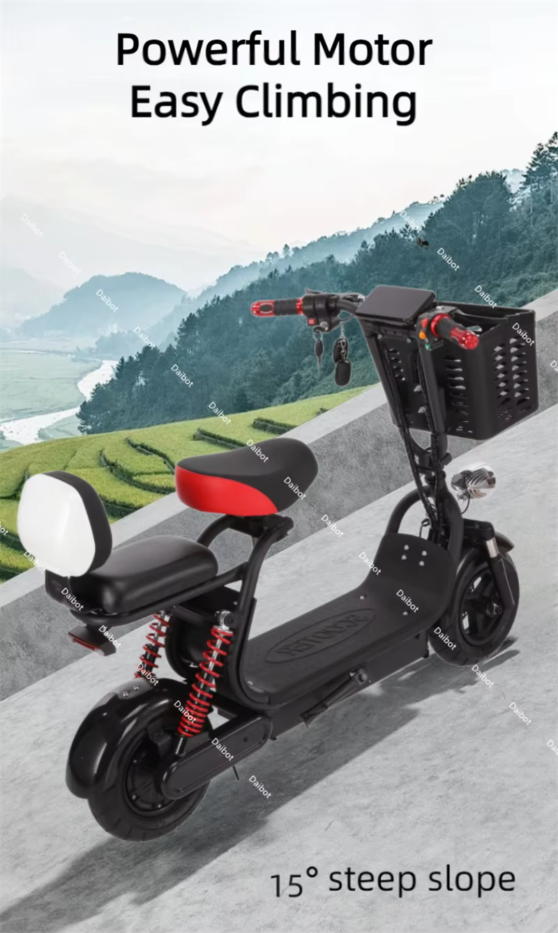 Parent enfant 2 roues Scooter électrique 2 sièges pour adultes 1000W 48V famille léger