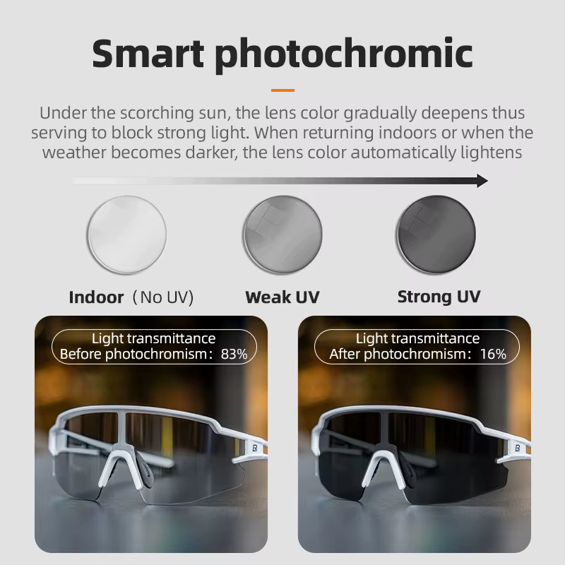 ROCKBROS lunettes de vélo photochromiques anti-buée UV400 Protection solaire