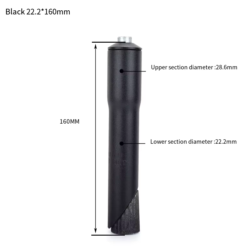 Prolongateur de tige de fourche de vélo 22,2 mm en alliage d'aluminium, adaptateur de rehausseur de tige de vélo de route et VTT pour tubes de direction sans filetage 1 1/8 pouces
