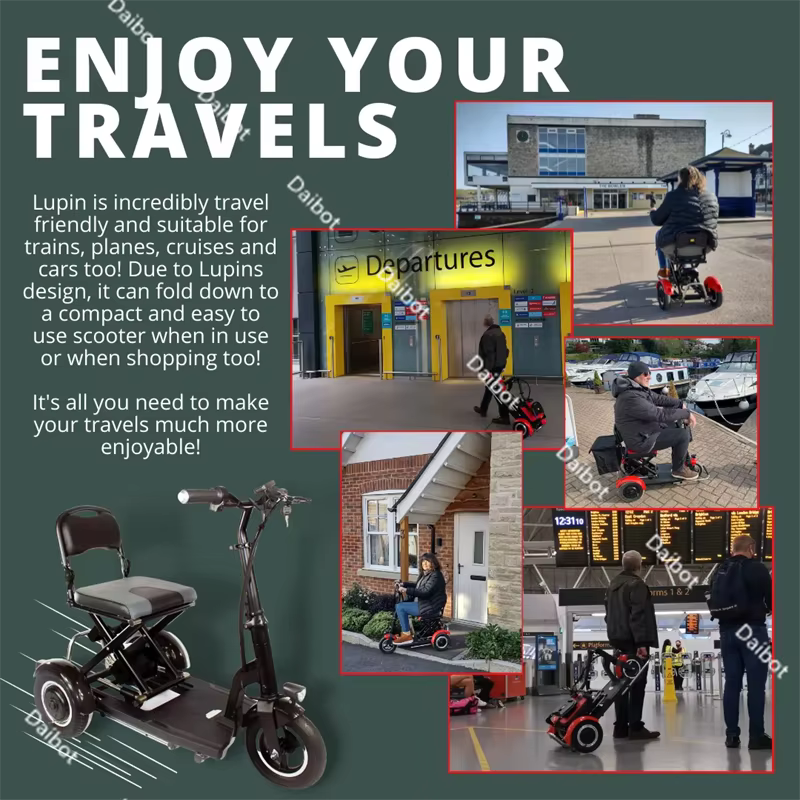 Trottinette de mobilité pliante légère à 3 roues pour personnes âgées avec dossier pliable/support de sac 300w Tricycle électrique voiture adultes
