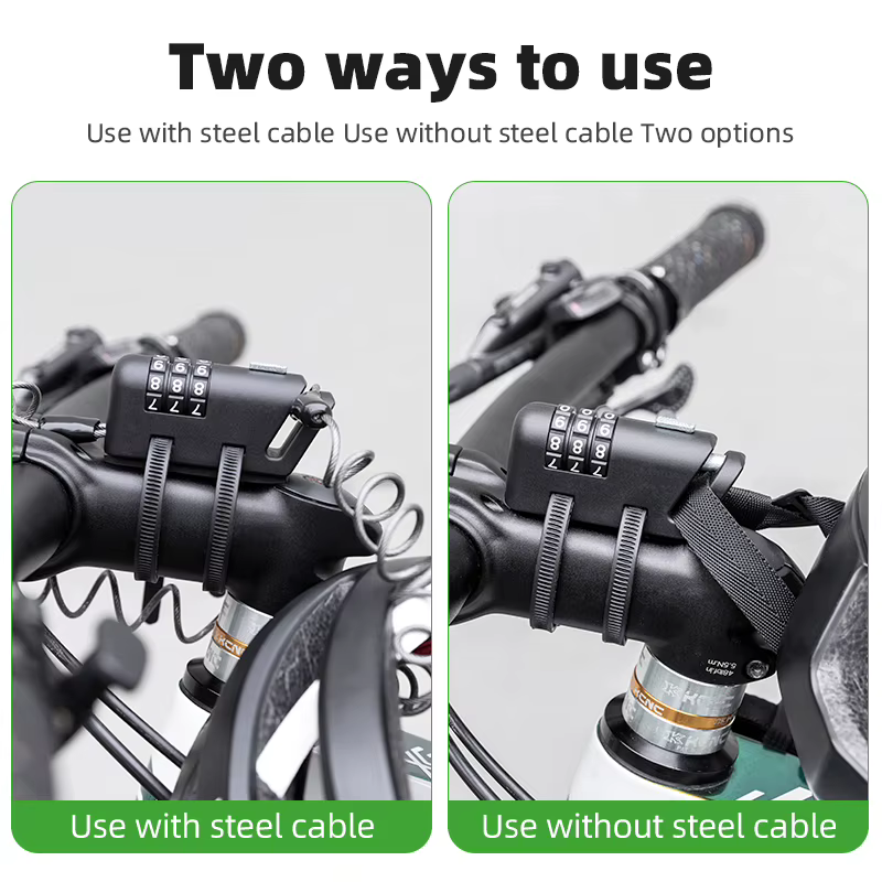 ROCKBROS Mini serrure de vélo à combinaison de 3 chiffres mot de passe antirouille légère Portable multifonction
