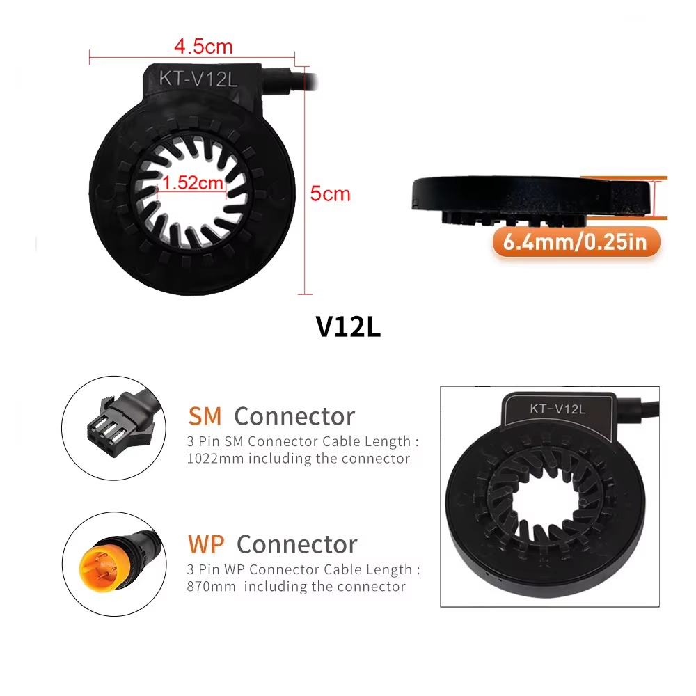 KT V12L e-bike PAS capteur 6 capteurs Magnent double Hall 12 signaux pédale 12 V-72 V pour pièces de Kit de Conversion de vélo électrique