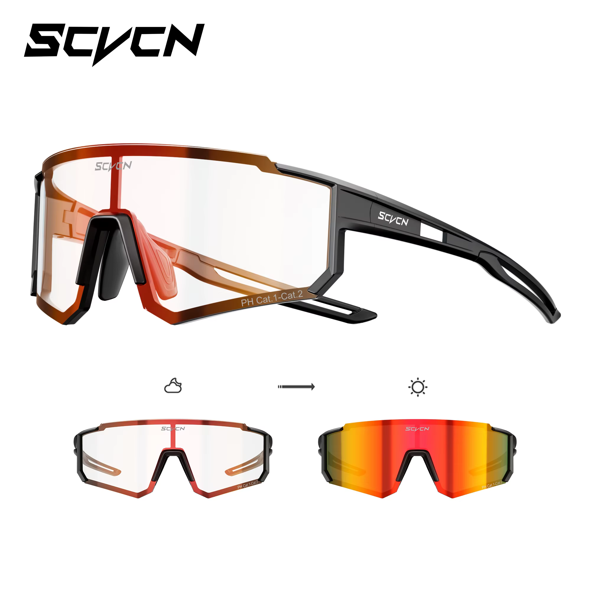 SCVCN lunettes de soleil photochromiques Sports de plein air vélo cyclisme