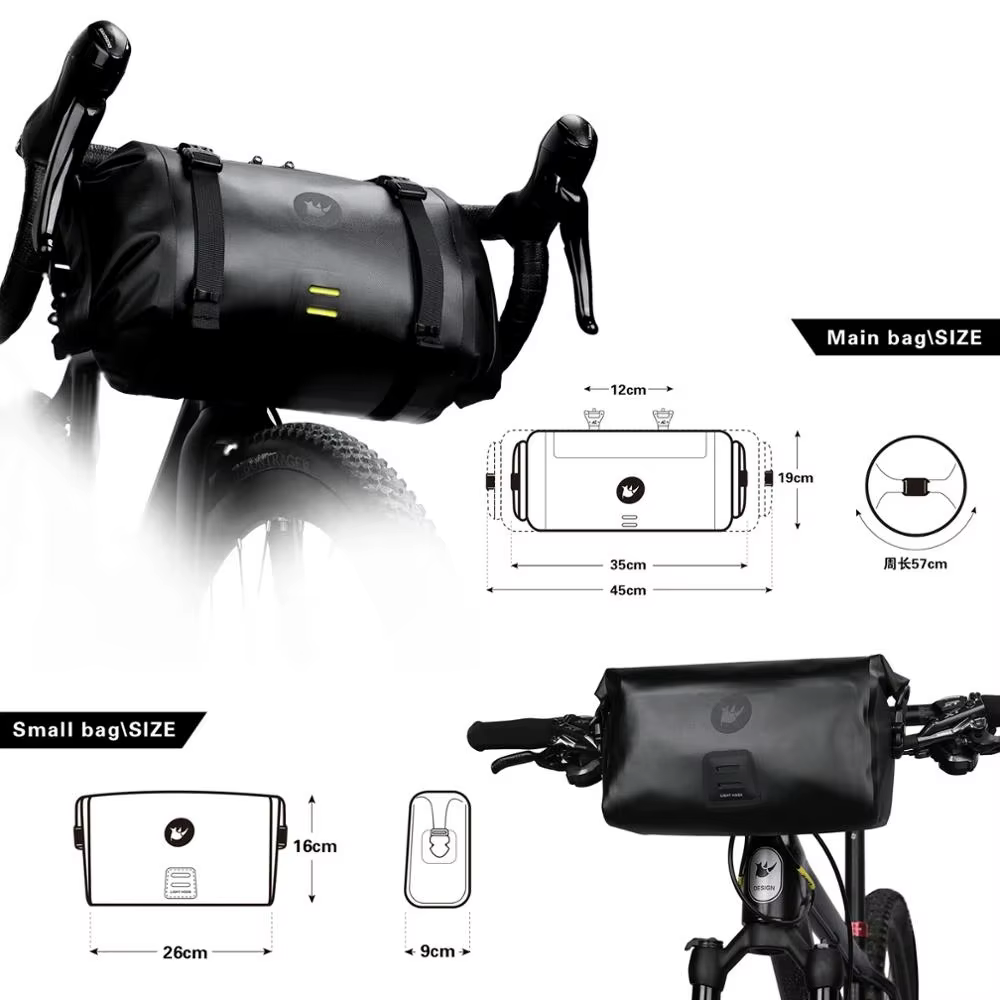 Rhinowalk Sac de Guidon de Vélo 4L-12L Étanche 2 Pièces Panier Avant Sac De Cyclisme VTT Vélo Cadre Sac Sacoche Vélo Accessoires