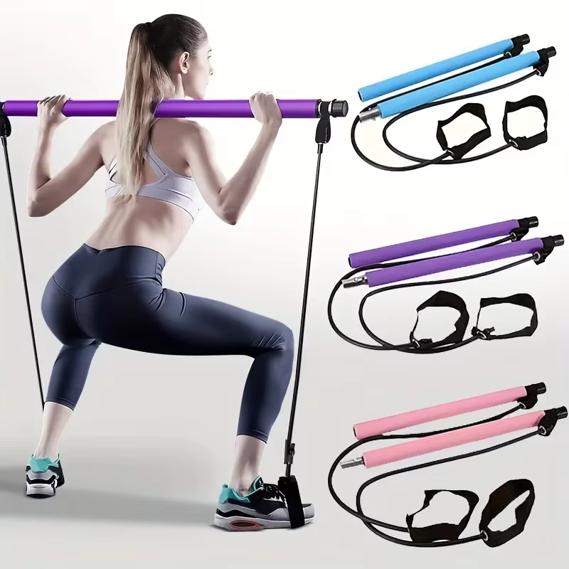Kit de barre de Pilates Portable, bande de résistance, bâton de Yoga, barre d'exercice, boucle de pied pour Yoga, étirement, sculpture, torsion, assis