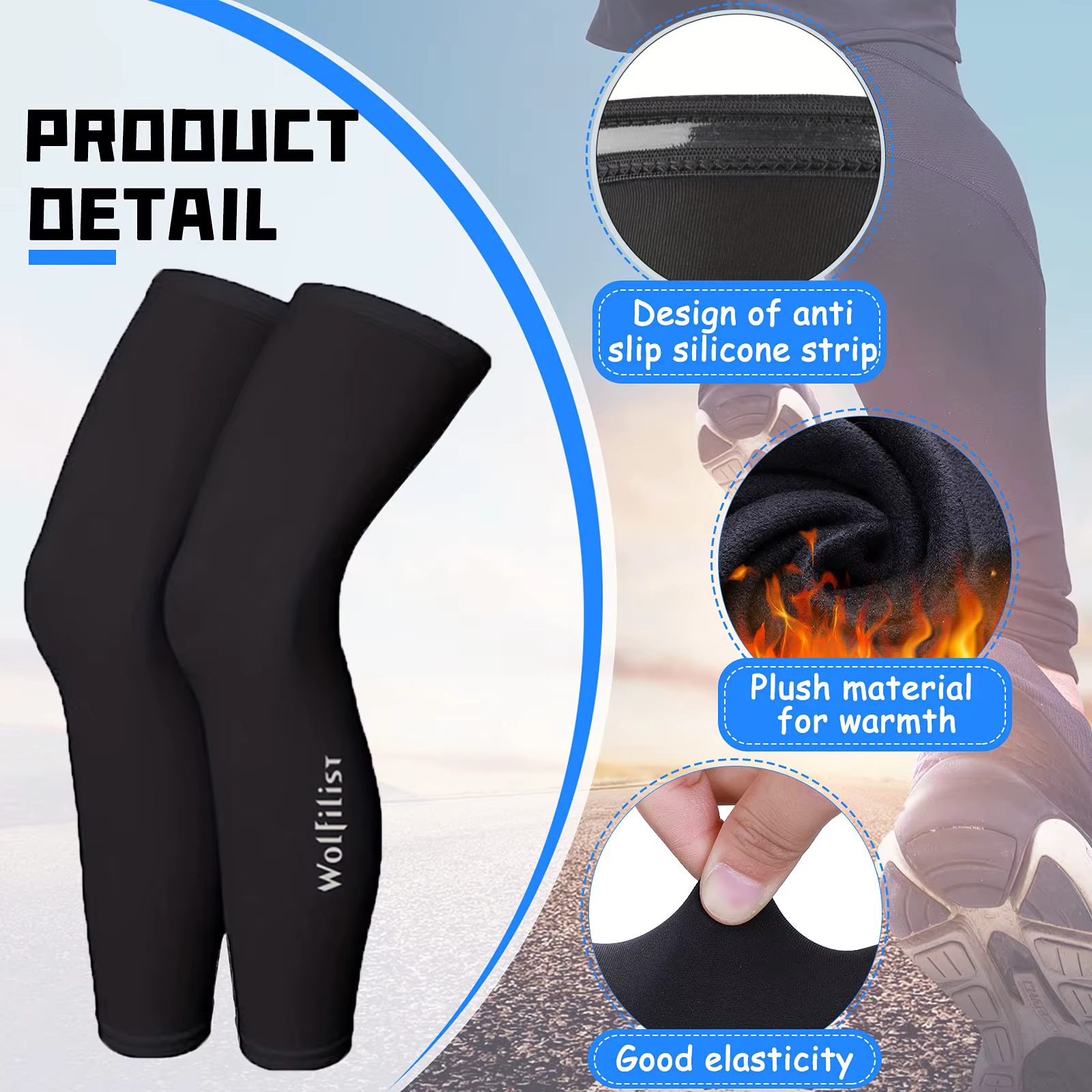 Jambières de cyclisme, manches longues thermiques, manchon de Compression de jambe complète, extensible à haute élasticité, adapté à la course à pied et au cyclisme