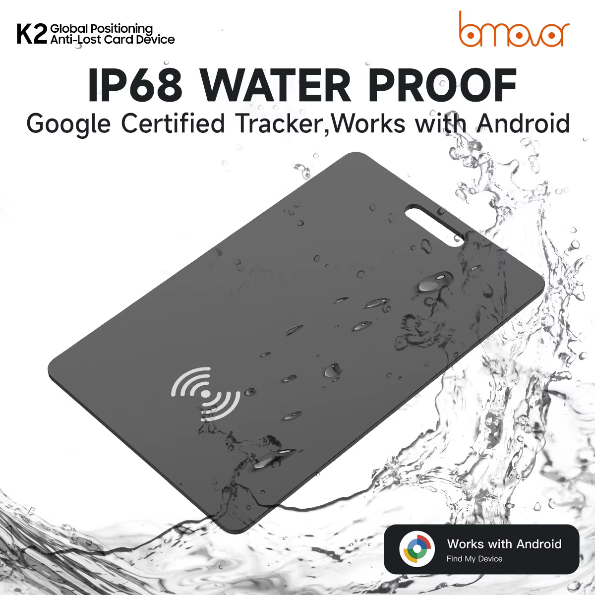 Traqueur GPS pour téléphones Android, détecteur de localisation étanche à chargement sans fil, carte de suivi de portefeuille Compatible avec Google Find My