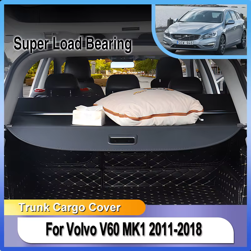 Couverture de chargement arrière pour Volvo V60 MK1 2011 ~ 2018, écran de coffre privé, bouclier de sécurité, accessoires d'ombre, intérieur de voiture