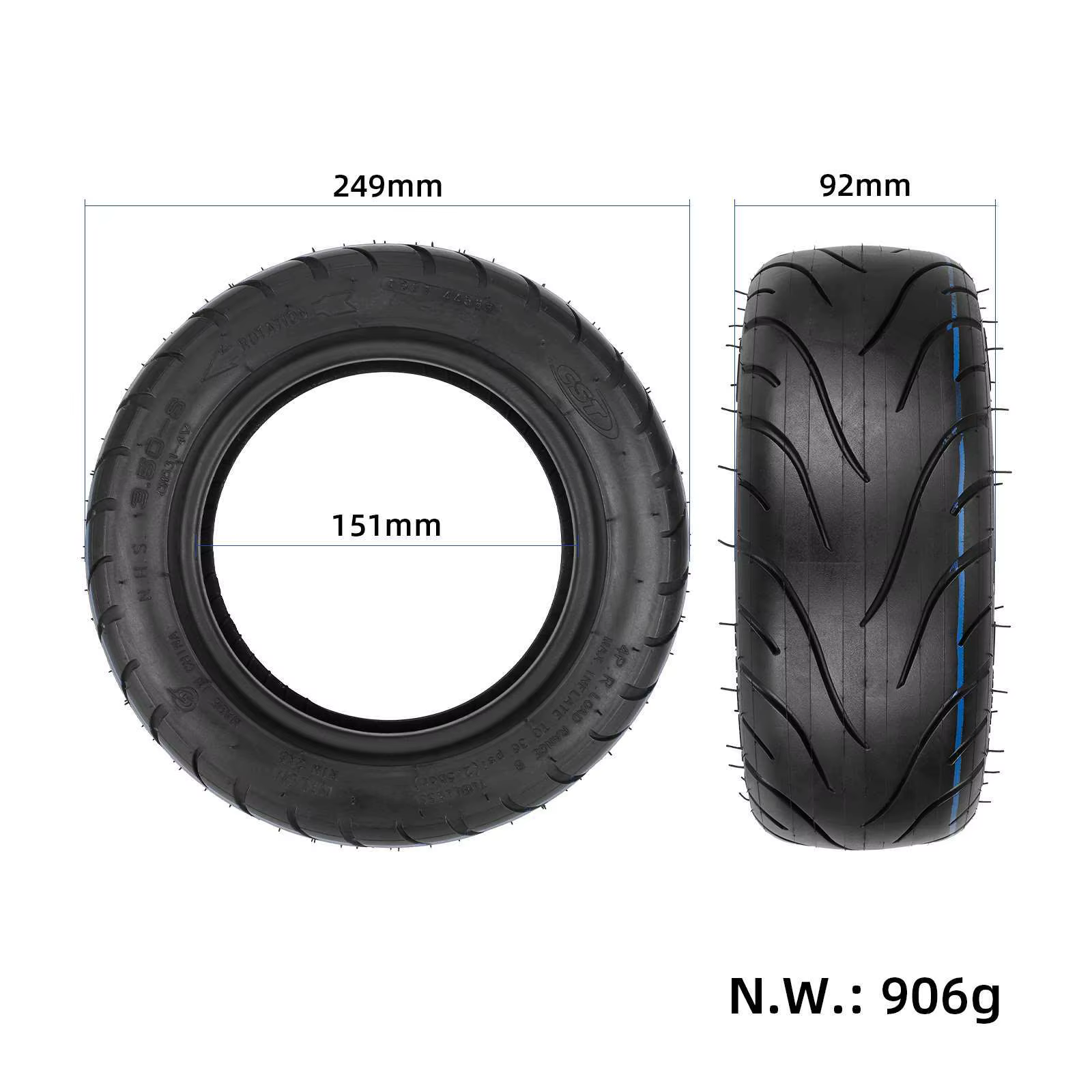 Pneu tubeless CST 3.50-6 pour trottinette électrique et roue d'équilibrage 10X3.50-6 10x4.00-6 90/65-6 Pneus universels 10 pouces sans chambre à air