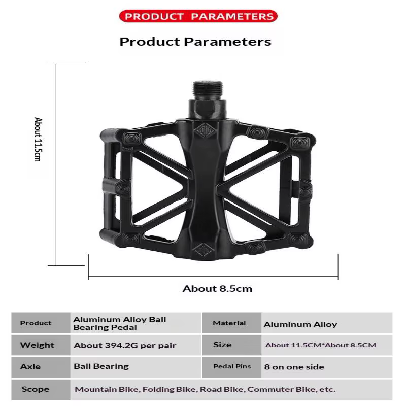 1 paire de pédales de vélo à double roulement en alliage d'aluminium