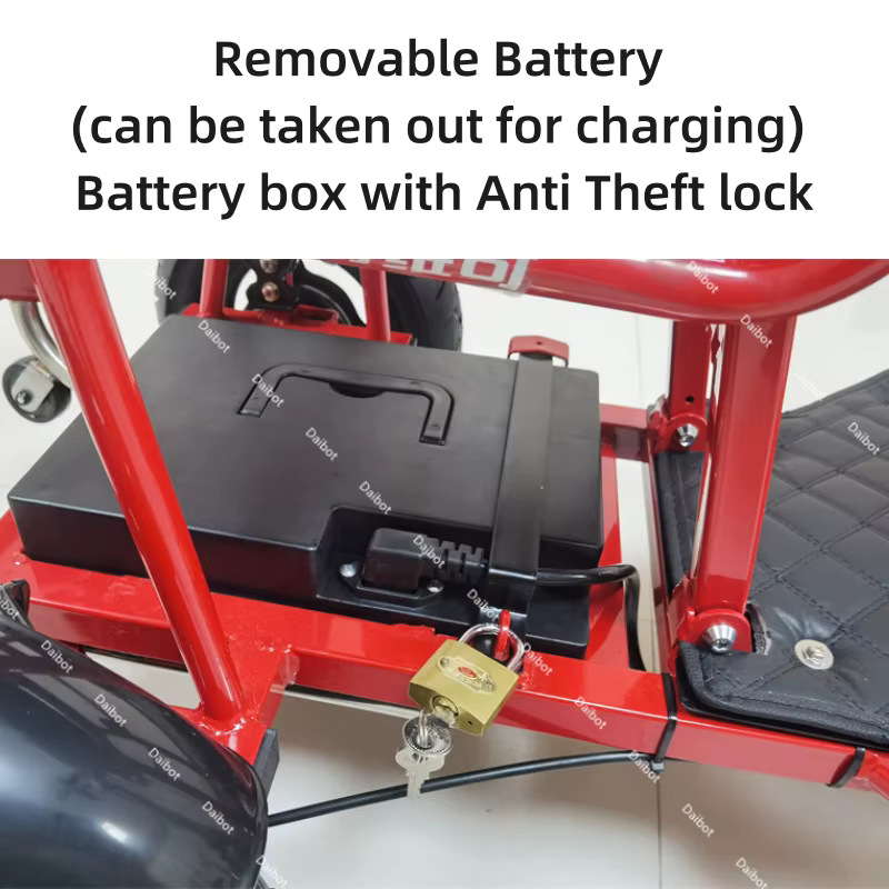 Tricycle électrique pliant pour Scooter de mobilité de voyage adulte avec batterie amovible serrure antivol 700W
