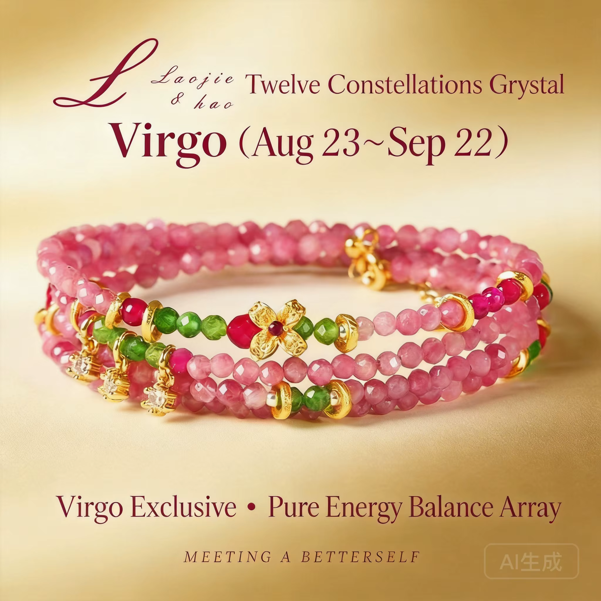 Bracelet en cristal de tourmaline rose naturelle multicouche pour femmes, bijoux à la mode des 12 constellations, cadeau d'anniversaire idéal