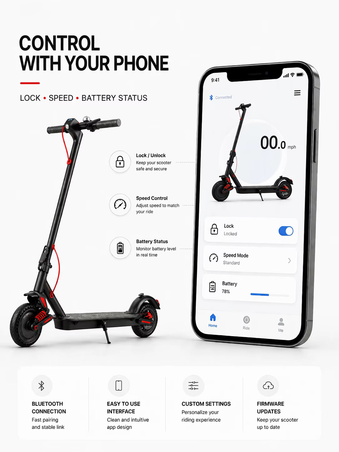 Trottinette électrique pliable 36V 500W avec siège amovible