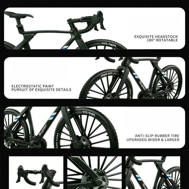 Mini modèle de vélo en alliage - Vélos de montagne et de route en plusieurs couleurs, jouet créatif pour les 14 ans et plus