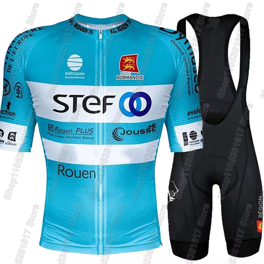 Ensemble Maillot et Cuissard Cycliste Veloce Club Rouen France 2026 pour Homme – Tenue d'Été Vélo de Route