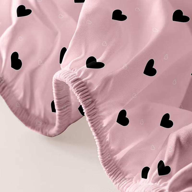 1 drap-housse mat imprimé géométrie simple et moderne en forme de cœur, housse de lit imprimée pour chambre à coucher, literie (hors taies d'oreiller)