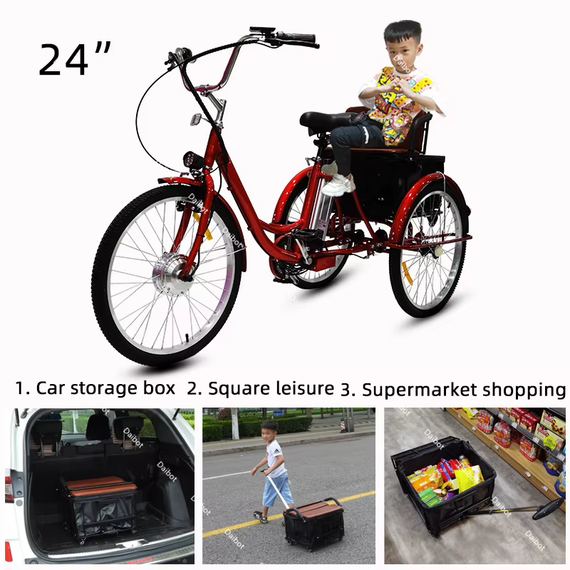 Vélo électrique Cargo à trois roues pour adultes âgés e vélos 350W Tricycle