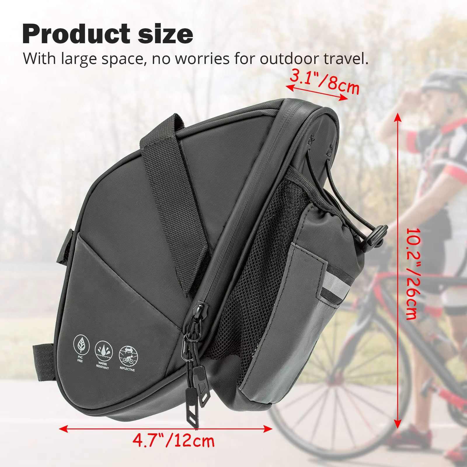 Sac de selle de vélo étanche, sac de rangement sous le siège arrière de vélo, poche pour bouteille d'eau, pochette de cyclisme pour vtt, vélo de route de montagne 1,5 l