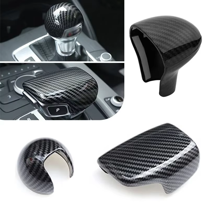 Couvercle de poignée de changement de vitesse pour Console centrale de voiture, autocollant de décoration, garniture pour Audi Q2 2018 – 2021, accessoires de couleur en Fiber de carbone