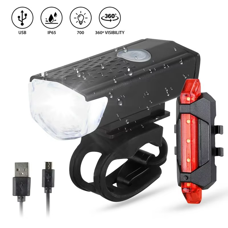 Vélo vélo lumière USB LED Rechargeable ensemble vtt vélo de route avant arrière phare lampe lampe de poche vélo lumière cyclisme accessoires