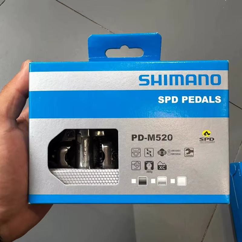 Système de pédales Shimano M520 SPD double face - Fixation facile avec roulements étanches pour une durabilité accrue en cyclisme