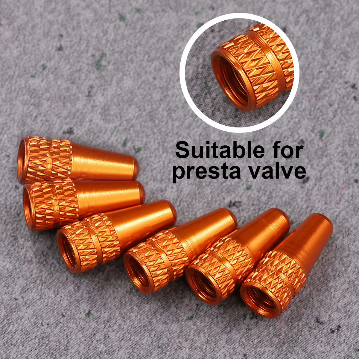 6 capuchons de valve de vélo orange de style français en alliage d'aluminium anodisé