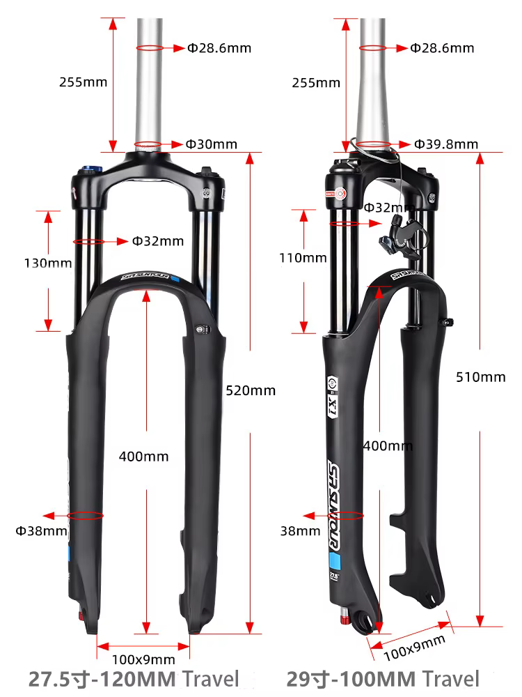SR SUNTOUR X1 XCR fourche avant de vélo 27.5/29 pouces ressort d'huile amortisseur