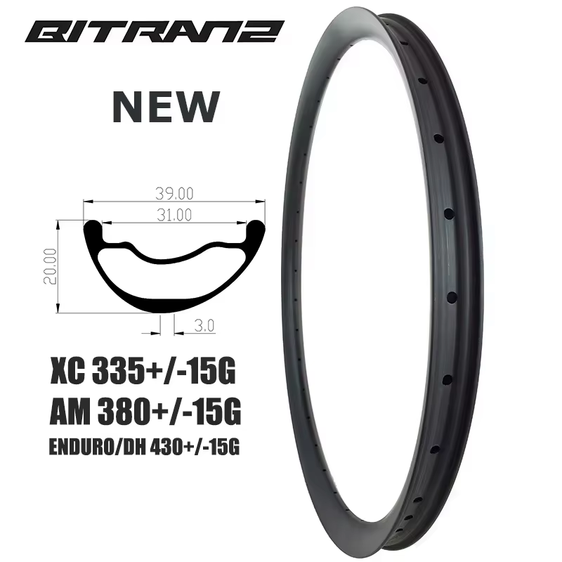 29er XC Boost AM ENDURO 39mm 31mm de large asymétrique vtt vélo Tubeless jantes en carbone 20mm 27mm UD 3K 29 pouces DH roue 24H 28H 32H 36H