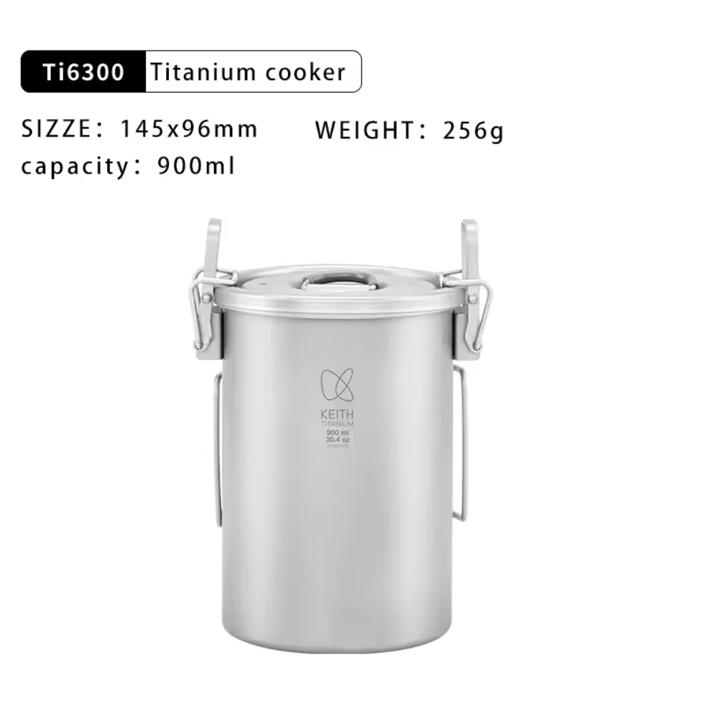 Casserole en titane Keith pour le camping Ti6300, cuisinière multifonctionnelle sans plastique, 900 ml, randonnée, plein air