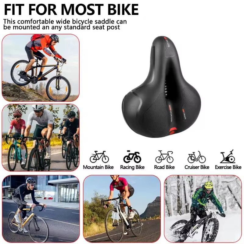 Hollow Breathable Bike Seat Shock Absorbing Comfort Big Butt Bicycle For Men Women Road Cycling Safety Accessory