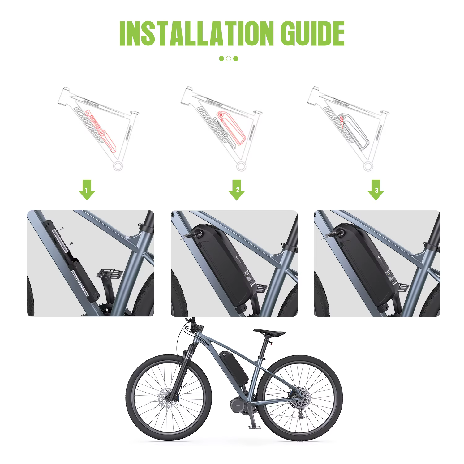 Batterie de vélo électrique Hai-long 20AH 13AH - 52V 48V 36V pour moteur 1000W 750W 250W Bafang Tongsheng ou autre