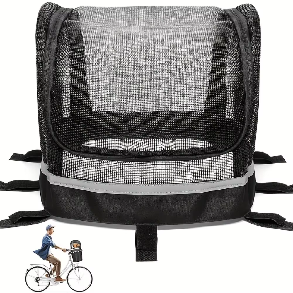 Housse de panier de vélo amovible, ouverture complète de fermeture éclair, couverture de panier de vélo pour chien et animal de compagnie, facile à mettre et à sortir, filet respirant pour panier
