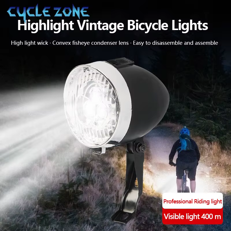 Feu avant de vélo Vintage à 3 LED
