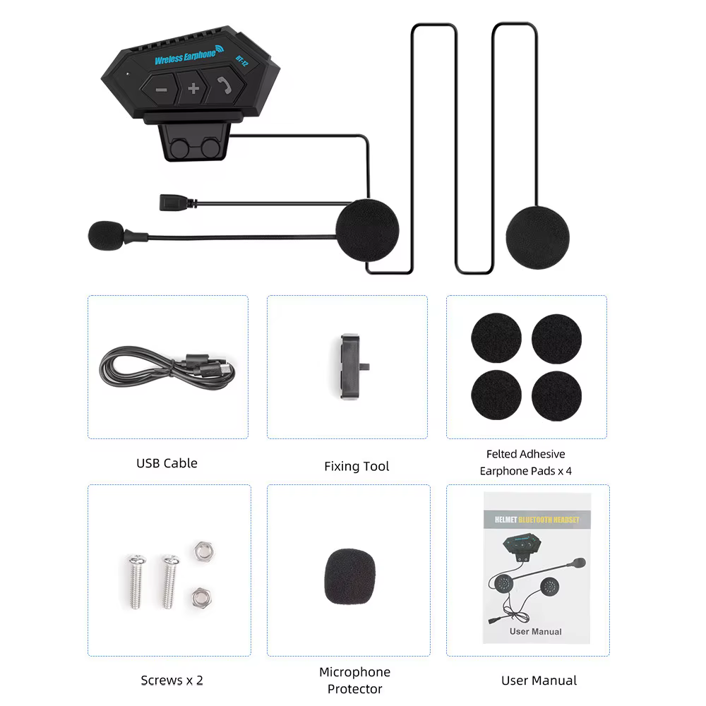 Casque de moto casque Bluetooth 5.0 casque sans fil écouteurs moteur casque vélo écouteur mains libres stéréo écouteurs