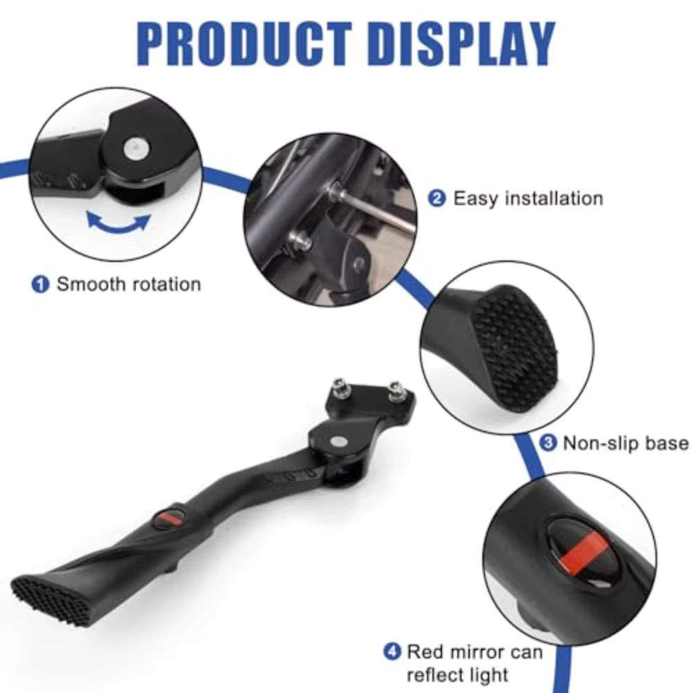 Béquille de vélo réglable antidérapante 24"-29" pour vélo électrique