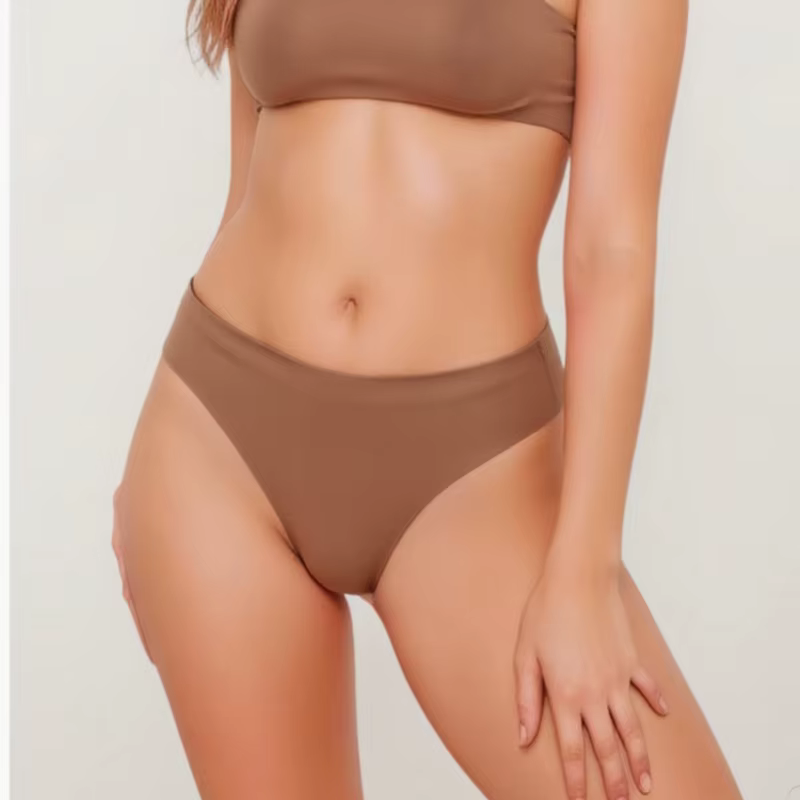 Lot de 4 culottes brésiliennes sans couture pour femme, lingerie sexy en soie glacée, taille basse, douces, unies, ultra-fines, style bikini