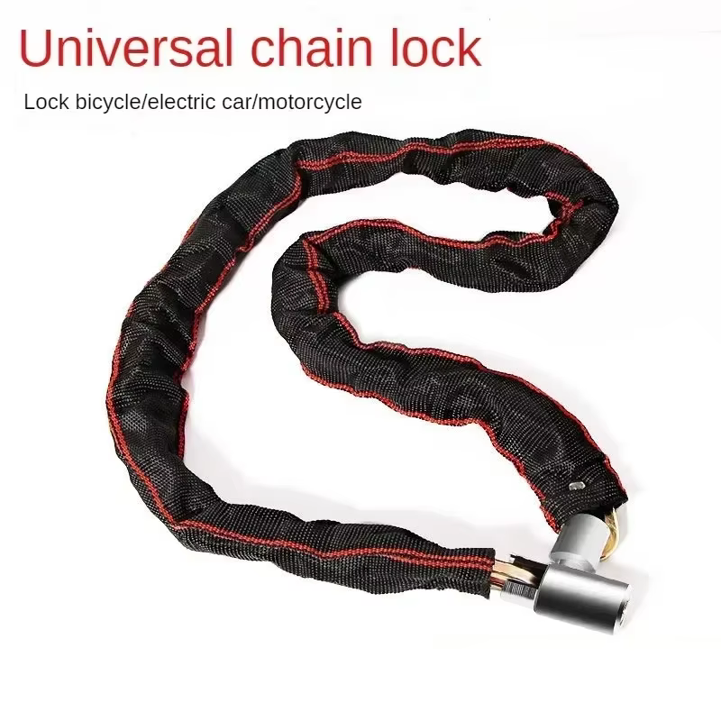 Antivol de vélo extra long et épaissi, chaîne antivol en nylon pour véhicules électriques 360 ° Verrou de vélo de montagne à protection rotative