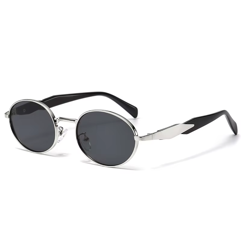 Cyclisme femme petites lunettes de soleil ovales en métal décontracté marque de mode