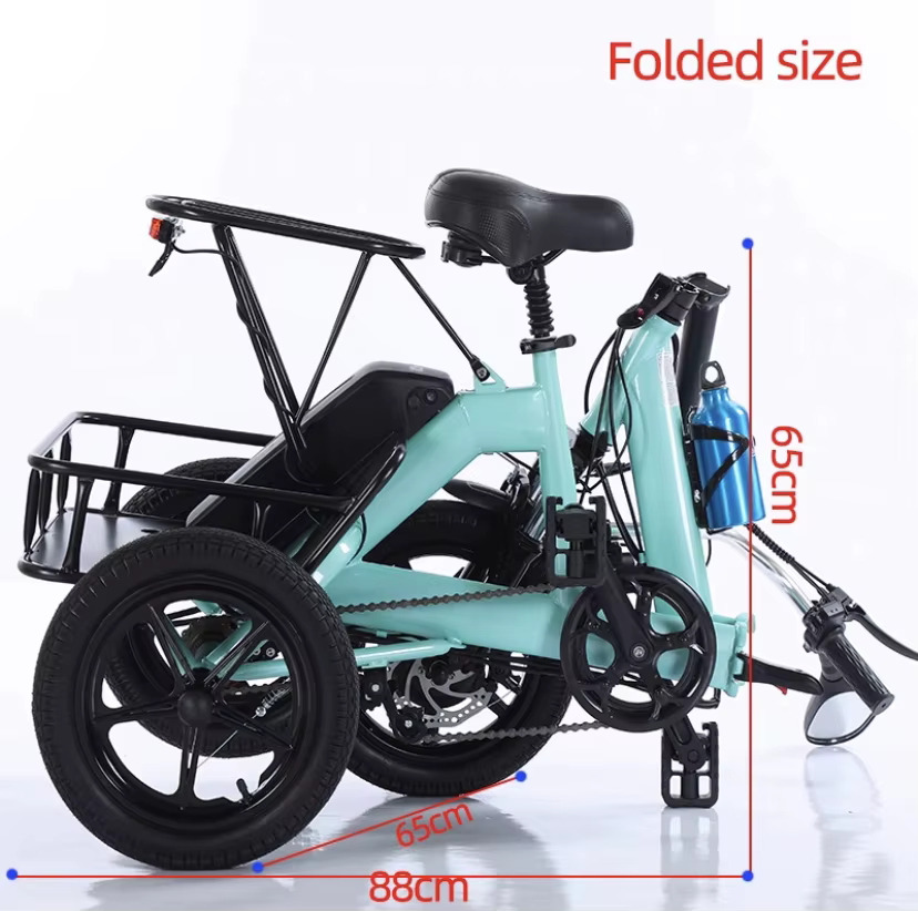 Tricycle électrique pliant de 14 pouces pour vélo