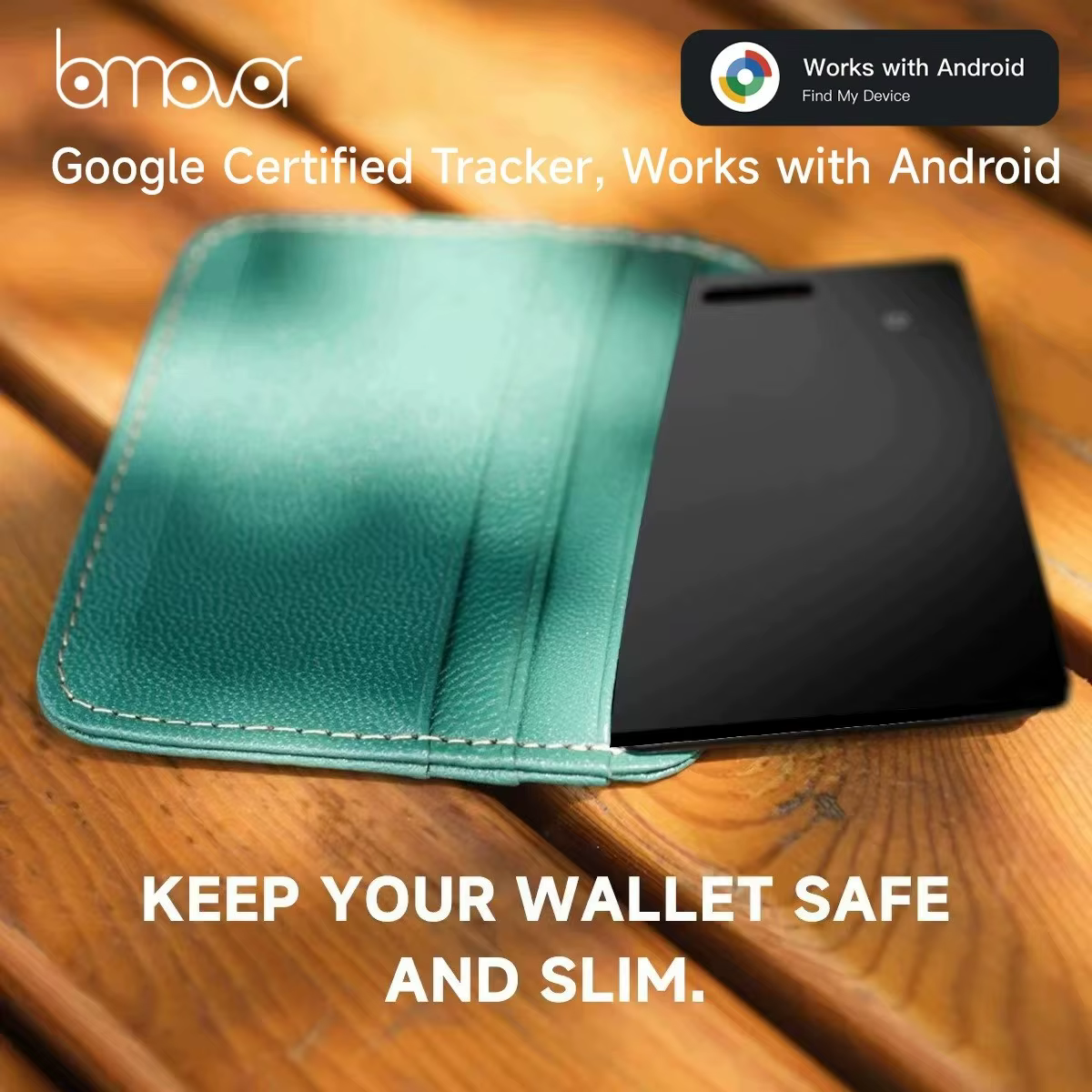 Traqueur GPS pour téléphones Android, détecteur de localisation étanche à chargement sans fil, carte de suivi de portefeuille Compatible avec Google Find My