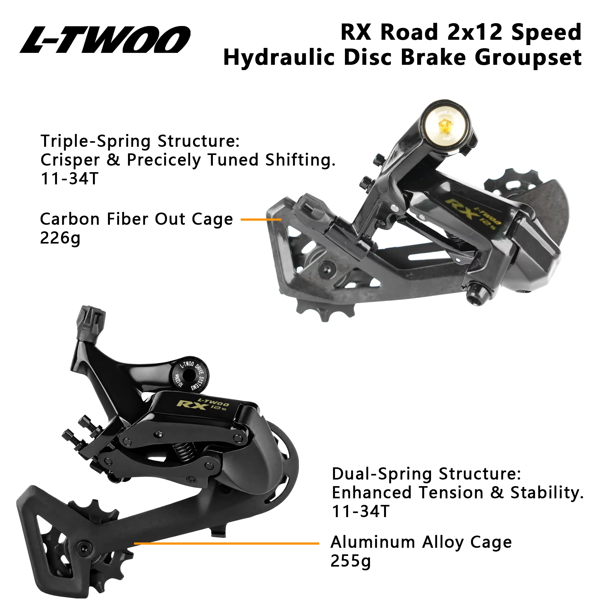 LTWOO RX12-Disc 2x12s Route Hydraulique Frein À Disque Groupe